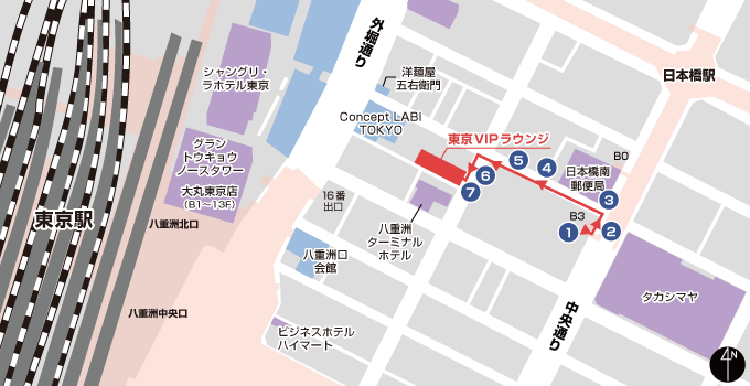 地铁日本桥站路线 区域示意图