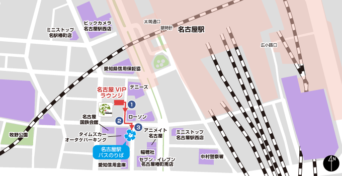 名古屋 巴士乘车点 区域示意图
