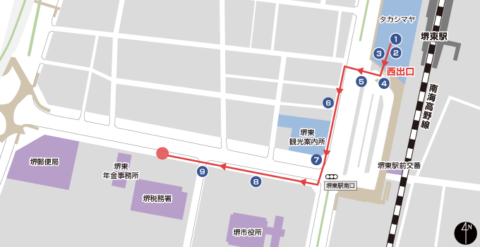 堺东 巴士乘车点（堺税务署前） 区域示意图