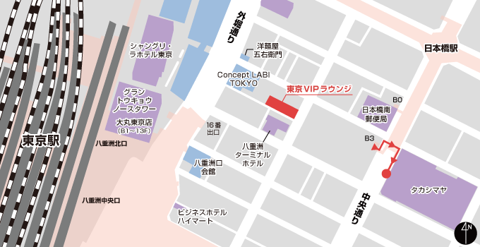 地铁日本桥站路线 区域示意图