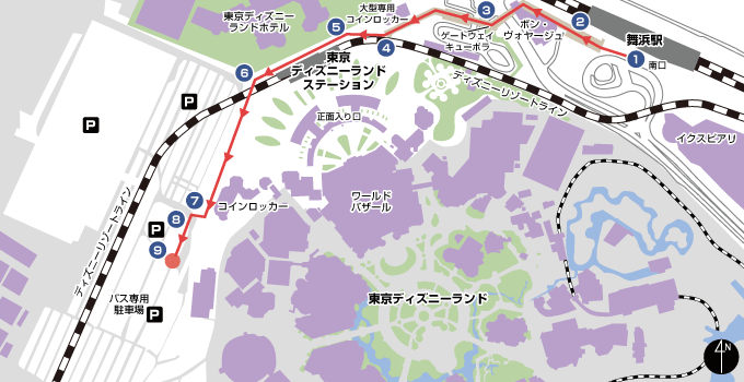 JR舞滨站路线 区域示意图
