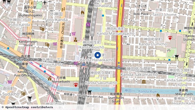秋叶原 位置示意图（OpenStreetMap 快照）