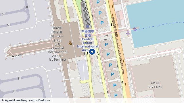 中部国际机场 第1航站楼 位置示意图(OpenStreetMap 快照)
