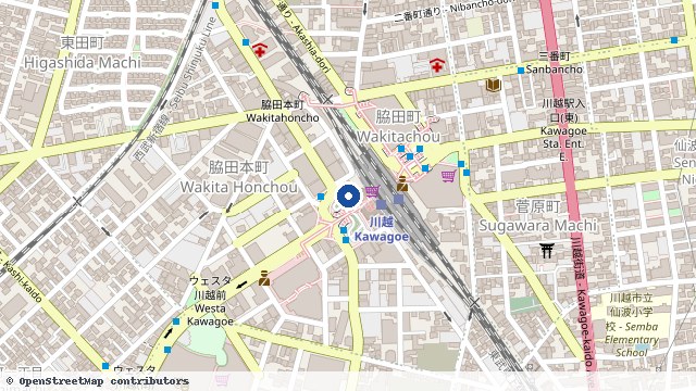 川越 位置示意图（OpenStreetMap 快照）
