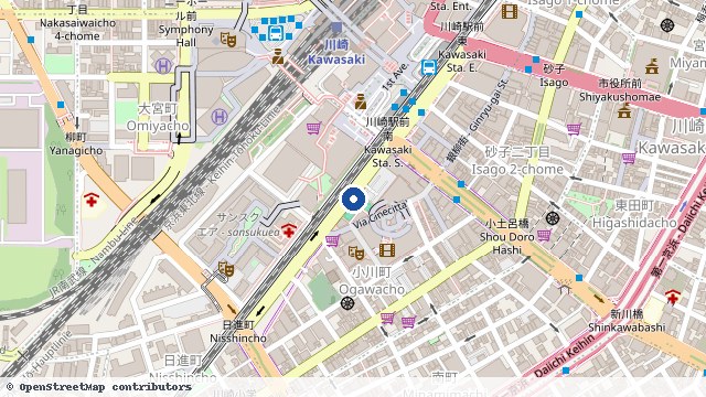 川崎 位置示意图（OpenStreetMap 快照）