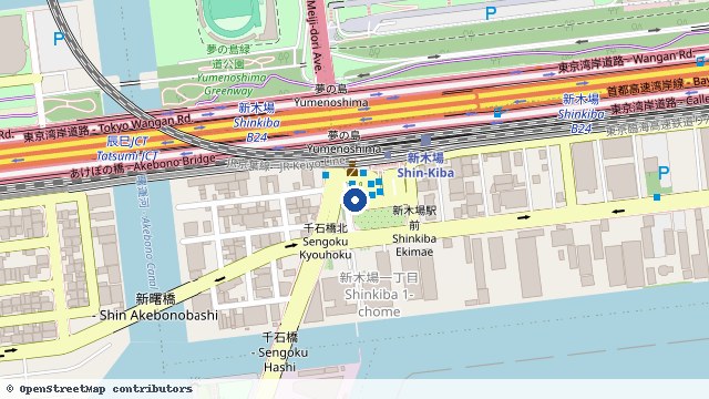 新木场 位置示意图（OpenStreetMap 快照）
