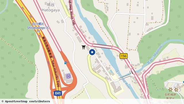白川乡 古志山 位置示意图（OpenStreetMap 快照）