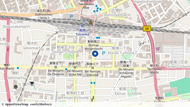 高冈 位置示意图（OpenStreetMap 快照）