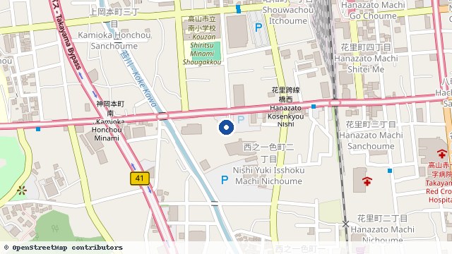 高山绿色酒店 位置示意图（OpenStreetMap 快照）