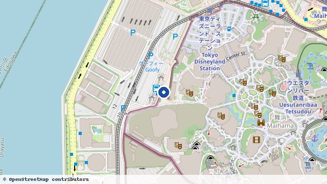 东京迪士尼乐园巴士总站(西) 位置示意图(OpenStreetMap 快照)