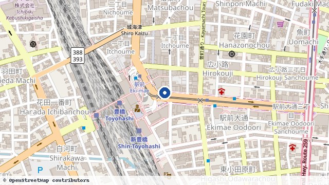 丰桥 位置示意图（OpenStreetMap 快照）